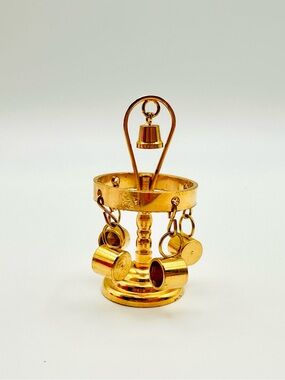 Vintage Brass Miniature Mugs on Mug Tree NIB